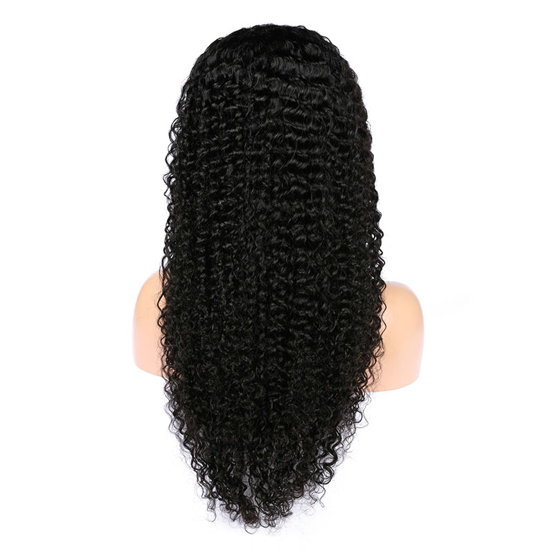 Black HD Transparent Lace Front Wig Pre Plucked Afro Wave Human Hair Wig