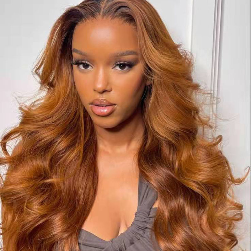 Long Body Wave Wig 13x6 Lace Front Wigs Ombre Brown Human Hair Wigs