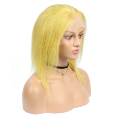 Yellow Short Bob Wigs Human Hair 13x6 Lace Front Wigs
