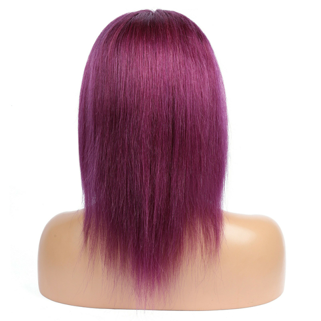 Purple Short Bob Wigs Human Hair 13x6 Lace Front Wigs