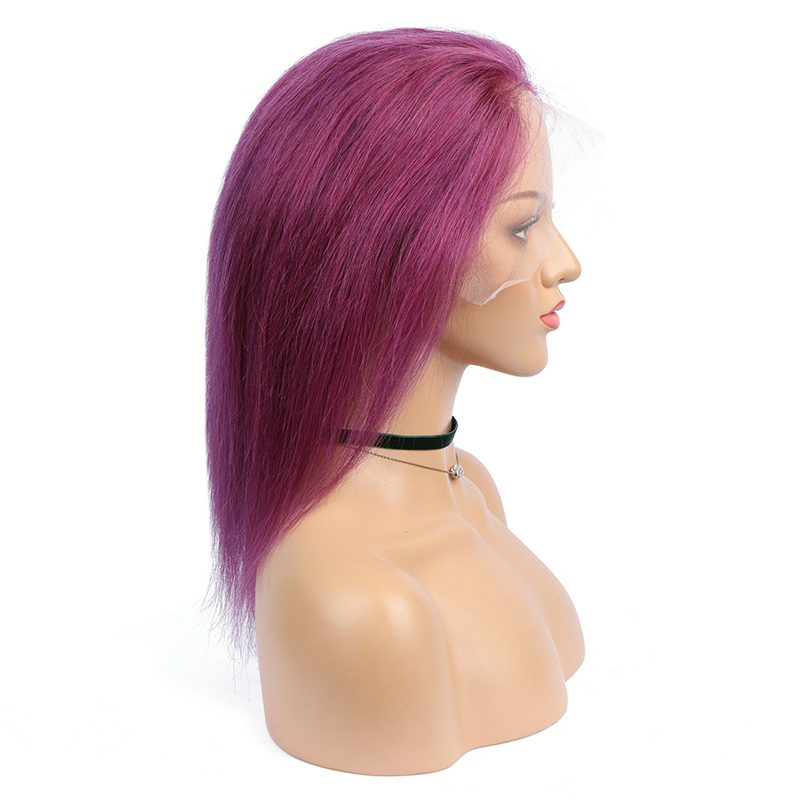 Purple Short Bob Wigs Human Hair 13x6 Lace Front Wigs