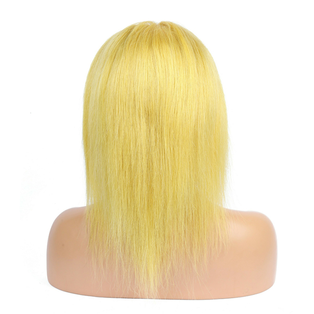 Yellow Short Bob Wigs Human Hair 13x6 Lace Front Wigs