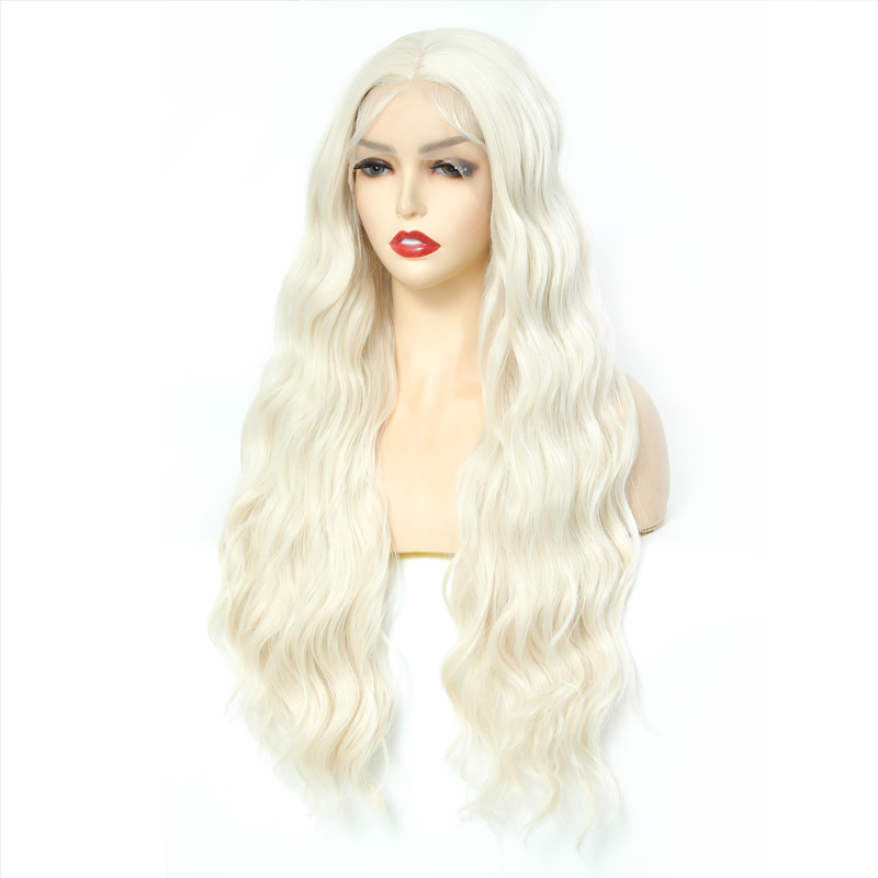 Platinum Blonde Loose Wave Lace Front Wigs Synthetic Wig