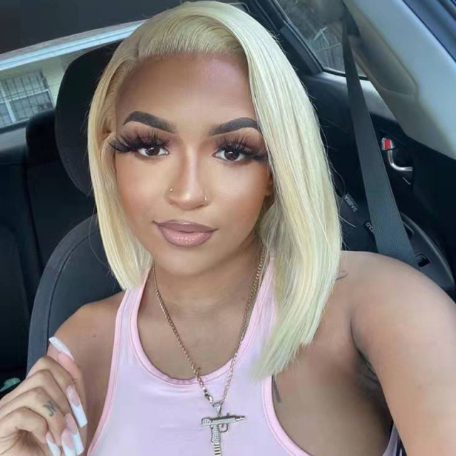 #613 Blonde Bob Wig Straight Human Hair Wig