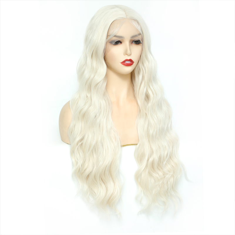 Platinum Blonde Loose Wave Lace Front Wigs Synthetic Wig