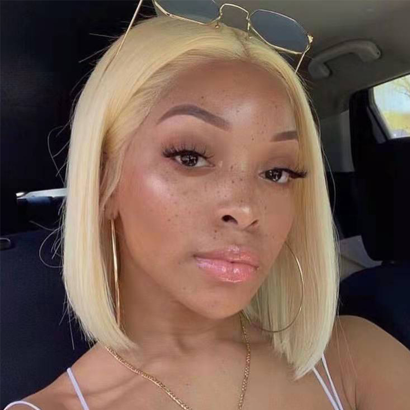 #613 Blonde Bob Human Hair Wig Straight 13x6 HD Lace Front Wig