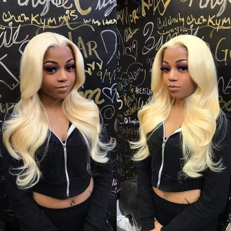 613 Blonde Straight Human Hair Lace Front Wigs 150%-180% Density