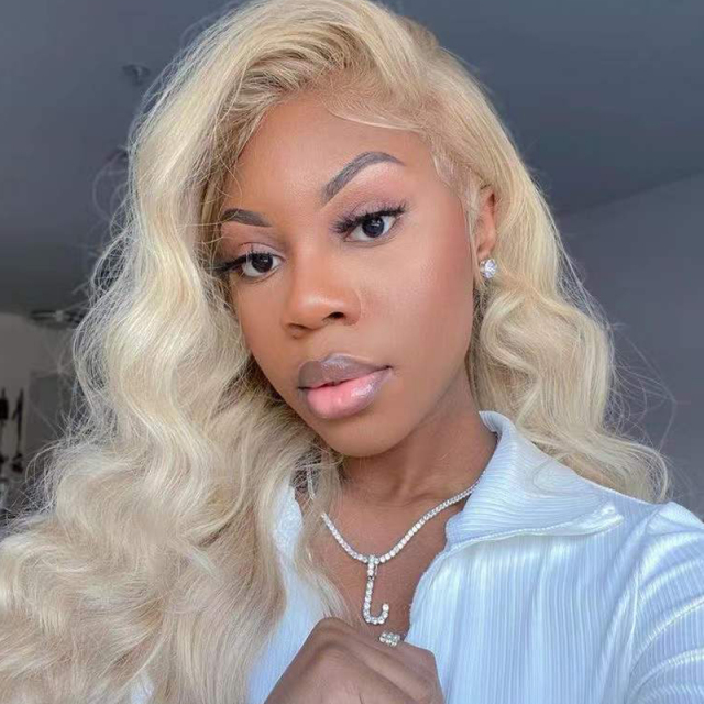 613 Blonde Straight Human Hair Lace Front Wigs 150%-180% Density