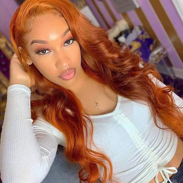 Ginger Orange 13x6 Lace Front Wigs Body Wave Human Hair Wig