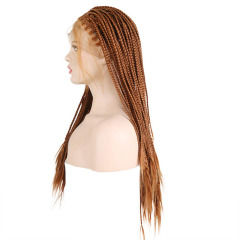 Brown Synthetic Wig Fully Hand Braided Synthetic Wigs