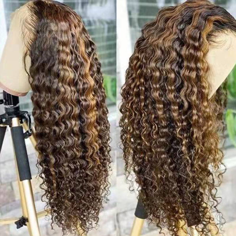 Deep Curly Highlight Human Hair Wig 13x6 HD Lace Front Wig