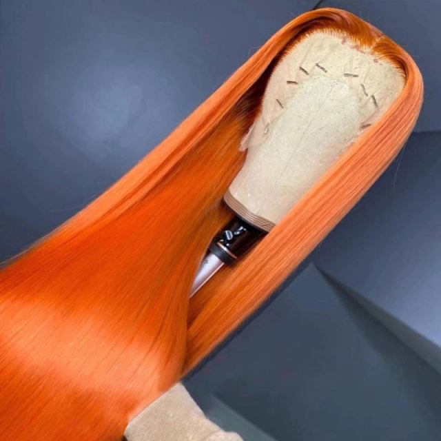 Orange Synthetic Wigs Straight 13*3 Lace Front Wig