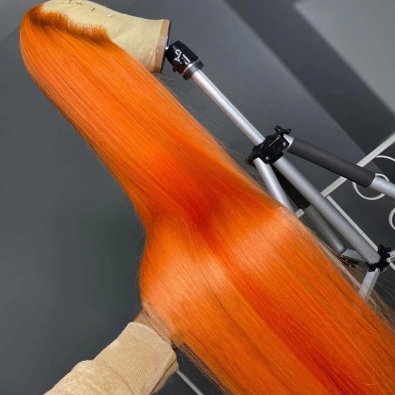 Orange Natural Hairline Synthetic Wigs Straight 13*3 Lace Front Wig