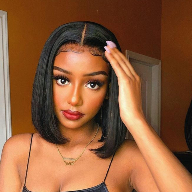 Black Straight Bob Synthetic Wigs 13*3  Lace Front Wigs