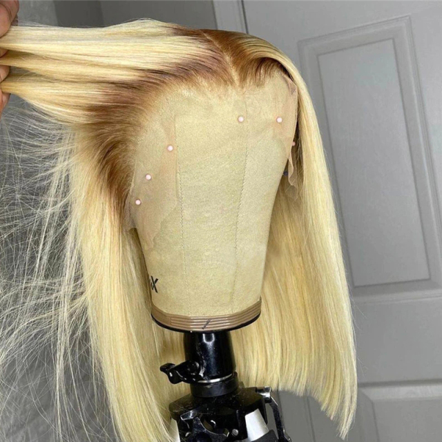 Short Bob Straight Ombre Blonde Human Hair Wigs