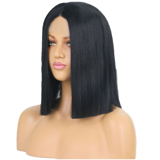 Black Straight Bob Synthetic Wigs 13*3  Lace Front Wigs