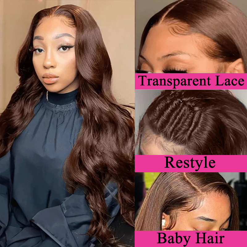 Imeya 13X6 HD Lace Front Wig Chocolate Brown Body Wave Human Hair Wig