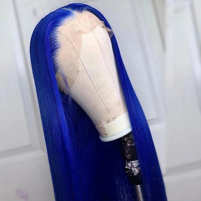 Deep Blue Silky Straight Lace Front Wig Synthetic Wig