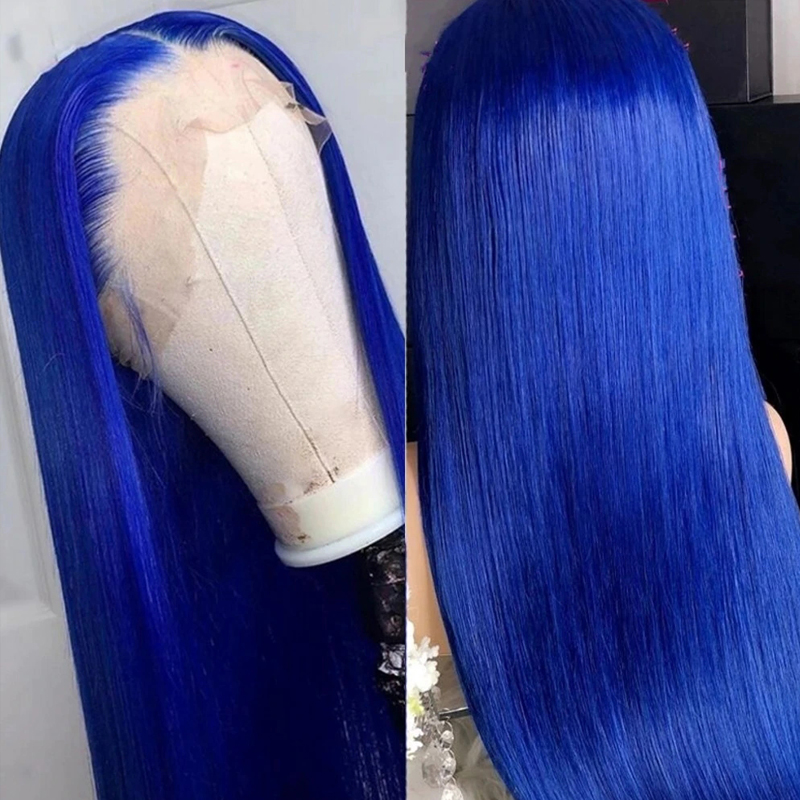 Deep Blue Silky Straight Lace Front Wig Synthetic Wig