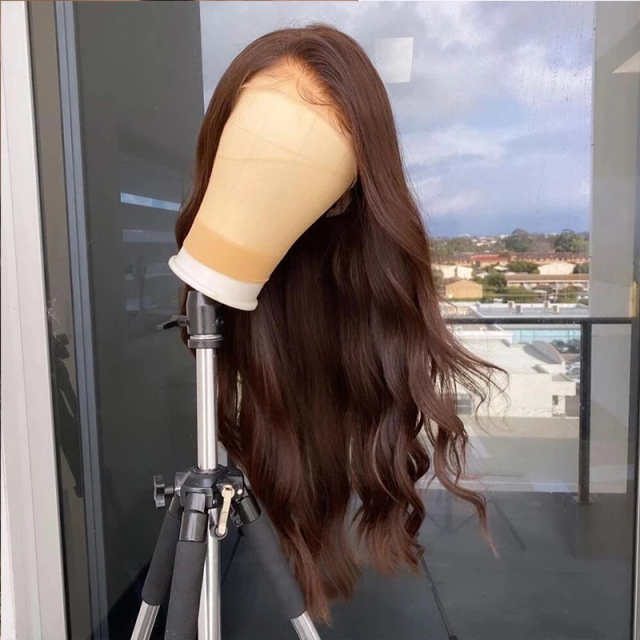 Brown Long Wavy Wig Synthetic Heat Resistant Fiber Wig
