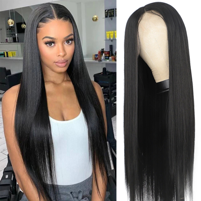 Black Silky Straight Synthetic Wig