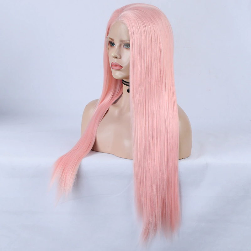 Pink Wigs Silky Straight Hair Synthetic Wig High Temperature Fiber Cosplay Wig