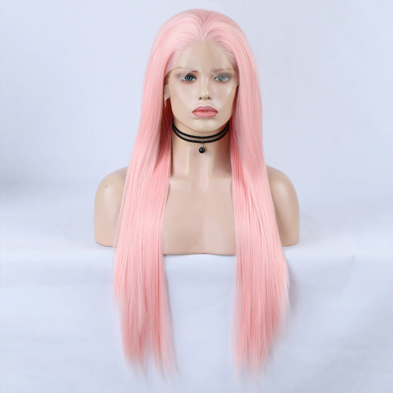 Pink Wigs Silky Straight Hair Synthetic Wig High Temperature Fiber Cosplay Wig