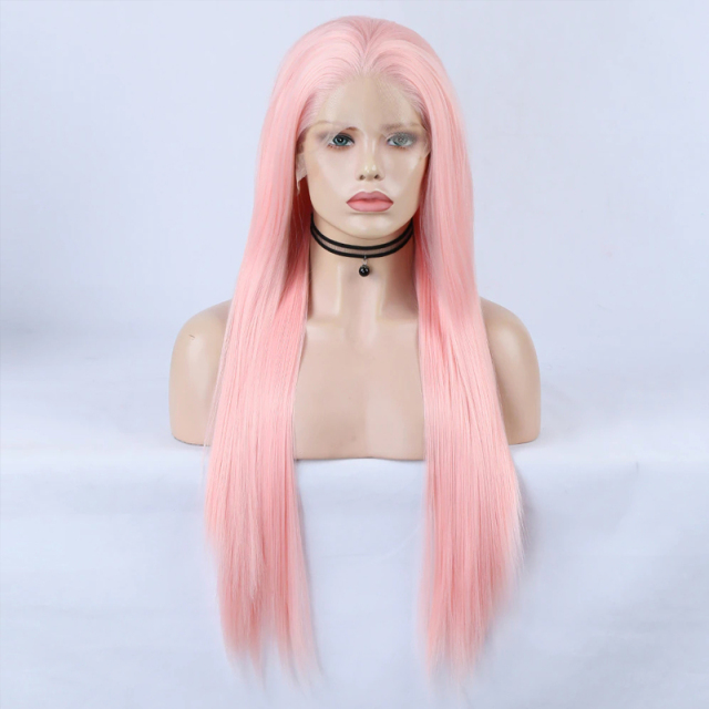 Pink Wigs Silky Straight Hair Synthetic Wig High Temperature Fiber Cosplay Wig