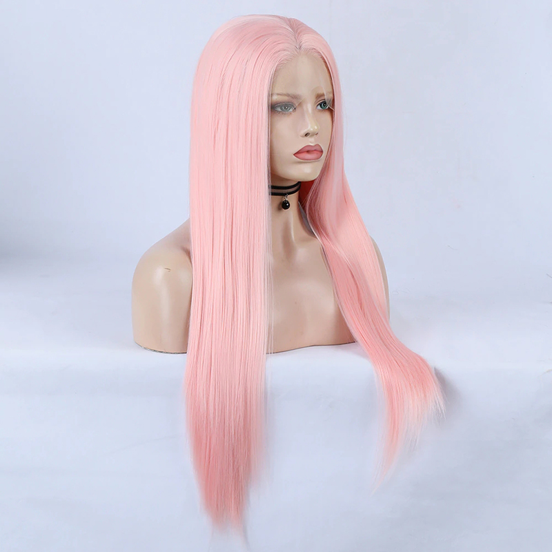 Pink Wigs Silky Straight Hair Synthetic Wig High Temperature Fiber Cosplay Wig