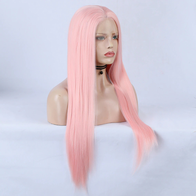 Pink Wigs Silky Straight Hair Synthetic Wig High Temperature Fiber Cosplay Wig