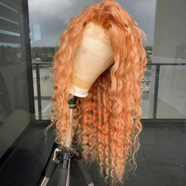 Light Orange Wigs Curly Wave Hair Synthetic Wig High Temperature Fiber Cosplay Wig