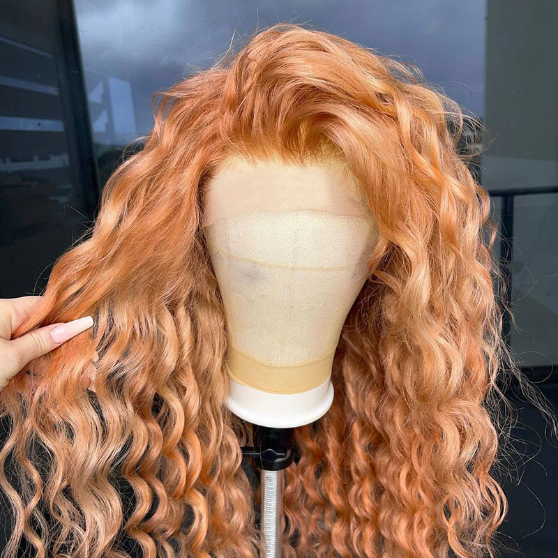 Light Orange Wigs Curly Wave Hair Synthetic Wig High Temperature Fiber Cosplay Wig