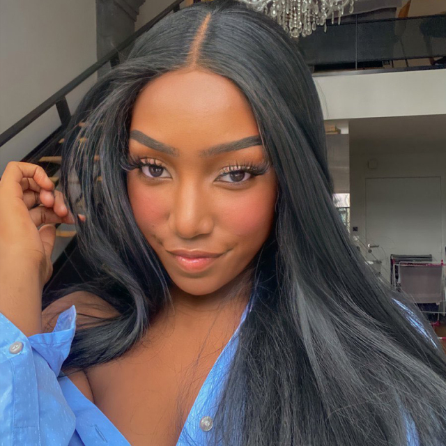 Black Straight Synthetic Wigs Straight 13*3 Lace Front Wig With Baby Hair