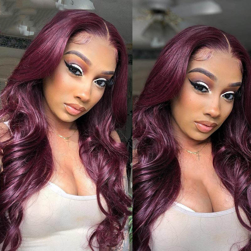 Burgundy 99J Human Hair Wig 13X6 Lace Front Wigs Body Wave Hair Wig