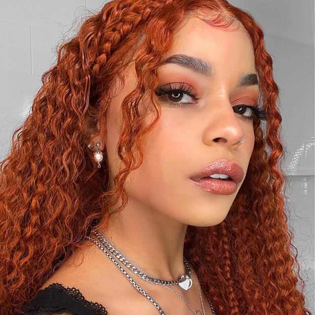 Dark Ginger Color Wigs Curly Wave Hair Synthetic Wig High Temperature Fiber Cosplay Wig