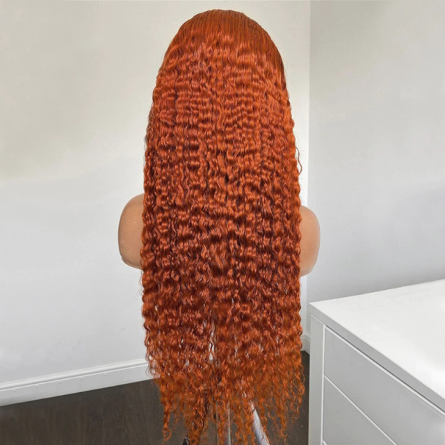 Dark Ginger Color Wigs Curly Wave Hair Synthetic Wig High Temperature Fiber Cosplay Wig