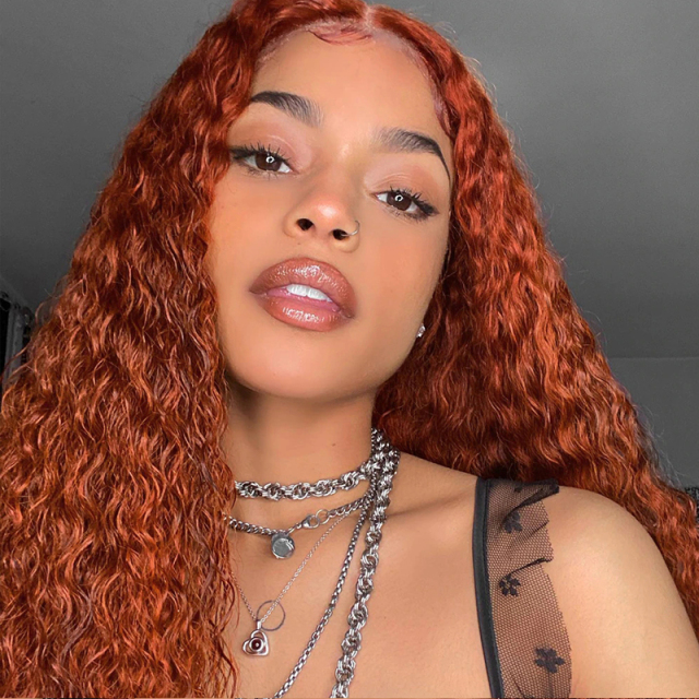 Dark Ginger Color Wigs Curly Wave Hair Synthetic Wig High Temperature Fiber Cosplay Wig