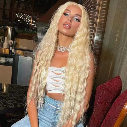 Blonde Curly Wave Synthetic Wig High Temperature Fiber Wig