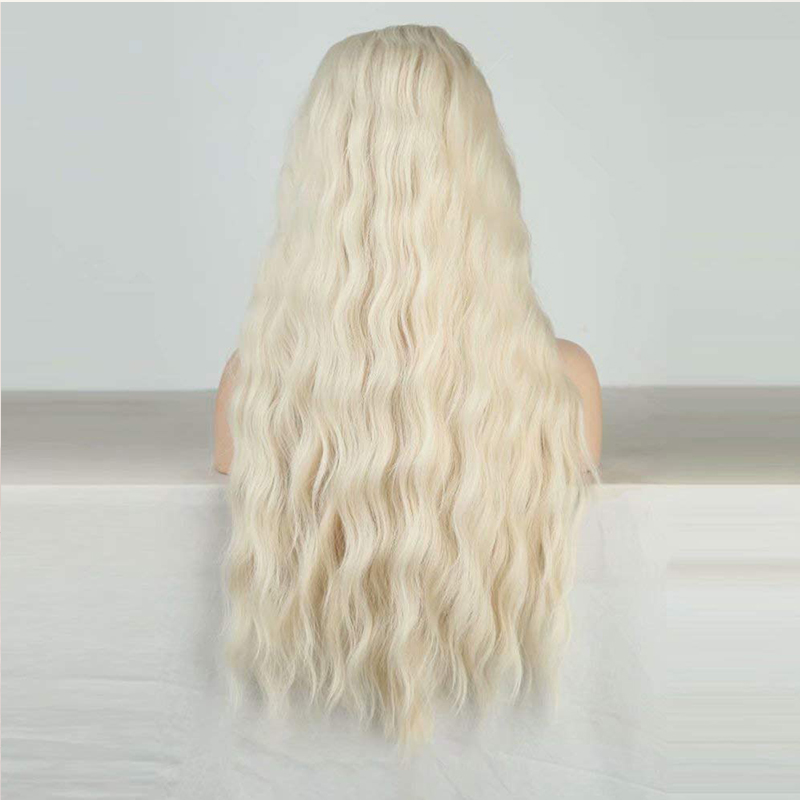 Platinum Blonde Wigs Water Wave Wig Synthetic Wig High Temperature Fiber Wig