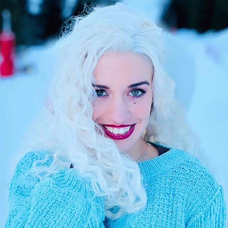 Platinum Blonde Curly Wavy Synthetic Wig Lace Front Wigs