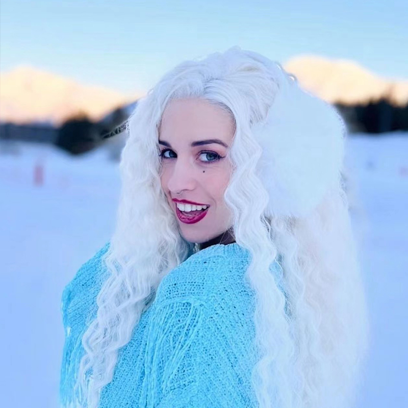 Platinum Blonde Curly Wavy Synthetic Wig Lace Front Wigs