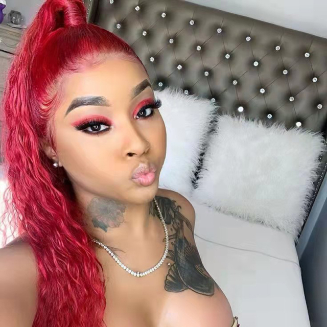 Red Wigs Water Wave Wig Synthetic Wig High Temperature Fiber Wig