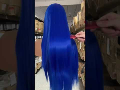 Deep Blue Silky Straight Lace Front Wig Synthetic Wig