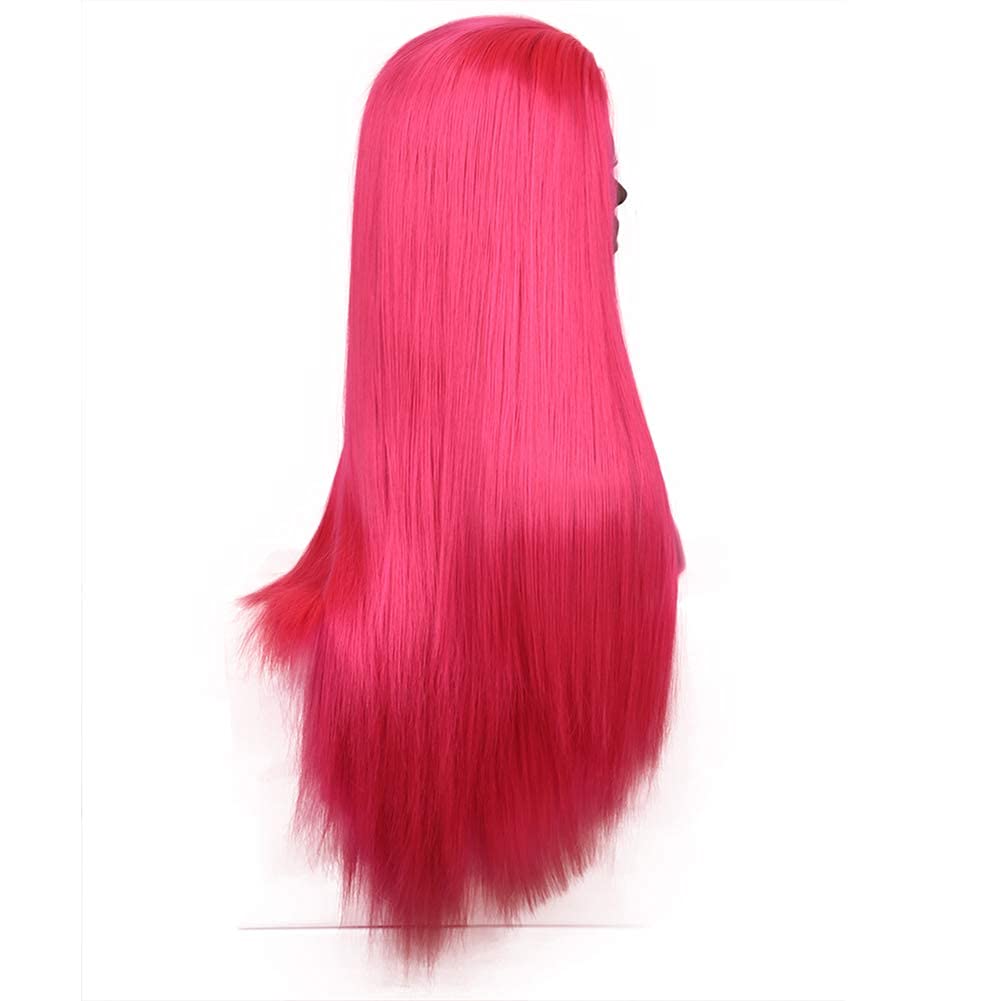Shocking Hot Pink Synthetic Straight Lace Front Wigs