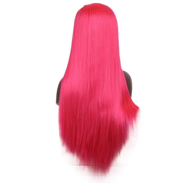 Shocking Hot Pink Synthetic Straight Lace Front Wigs