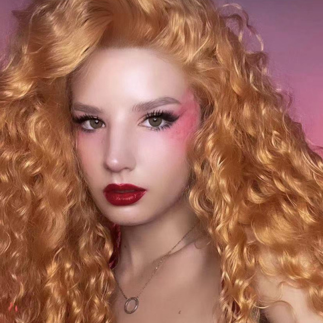 Light Orange Wigs Curly Wave Hair Synthetic Wig High Temperature Fiber Cosplay Wig