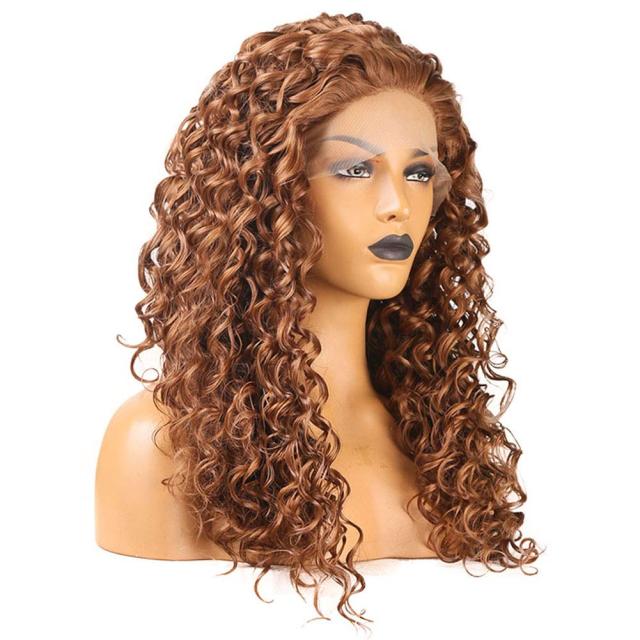Brown Kinky Curly Lace Front Wigs Cosplay Synthetic Wig