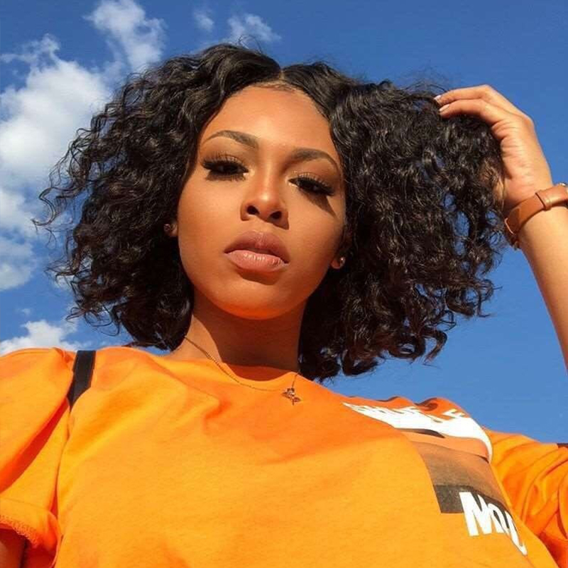 Water Wave Bob Glueless Human Hair Wig HD Transparent Lace Front Wigs