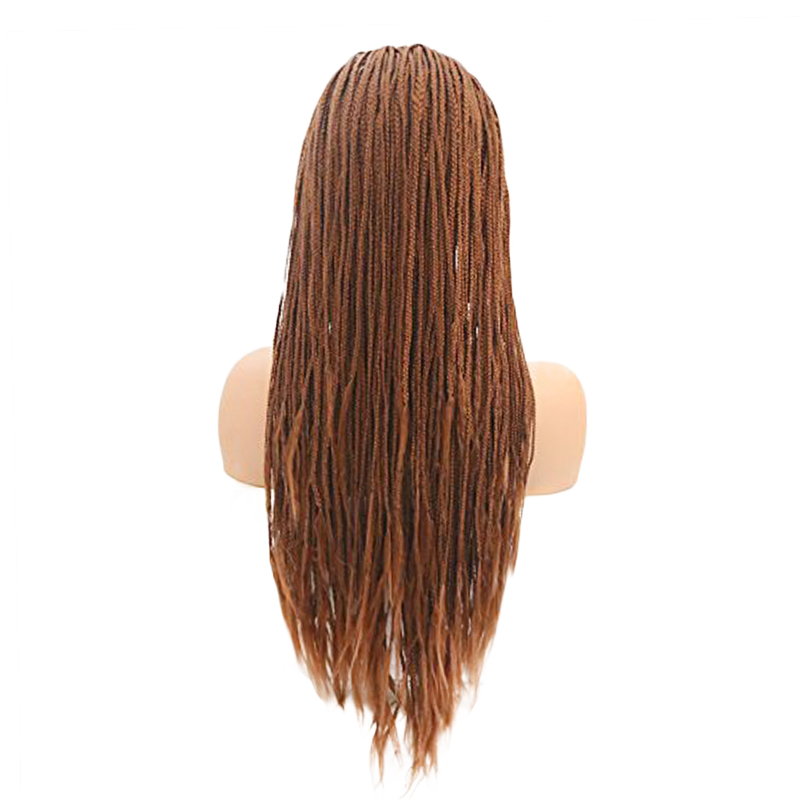 Brown Micro Braided Synthetic Wig Lace Front Wigs With Baby Hair