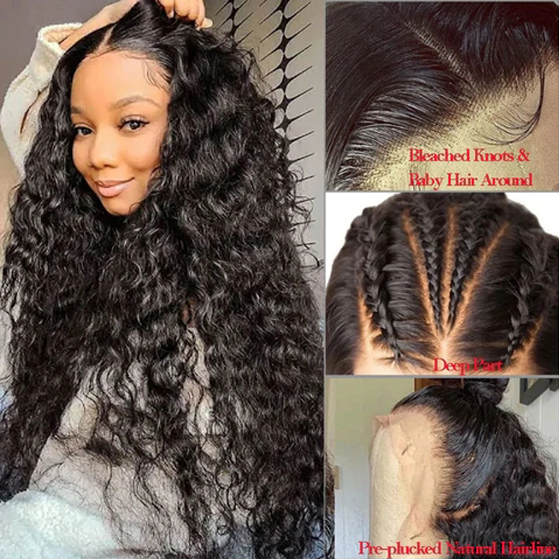 Water Wave Human Hair Wig HD Lace Front Wig with Baby Hair